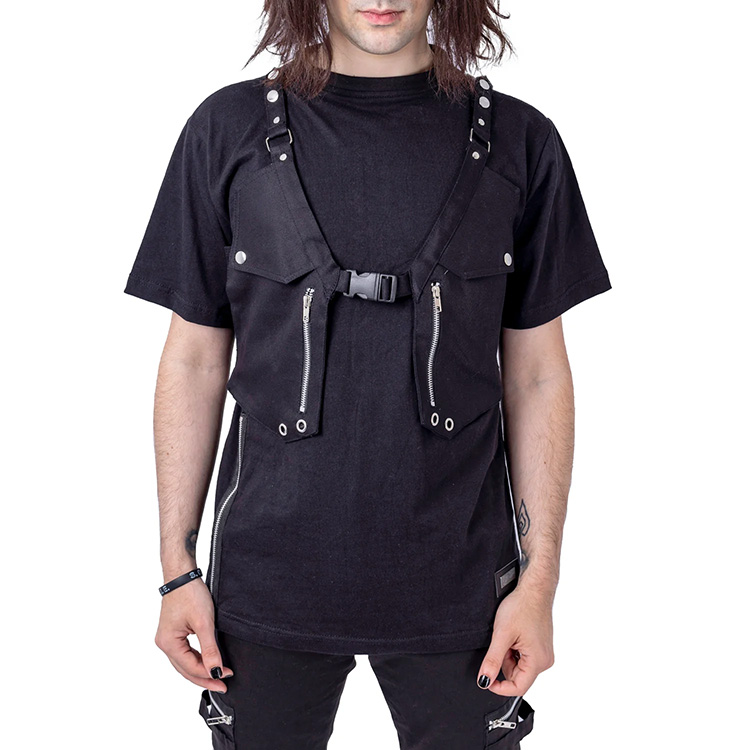 [Vixxsin by. INNOCENT CLOTHING] 먼로 파라수트 하네스장식 블랙 클래식 티셔츠 (2XL)